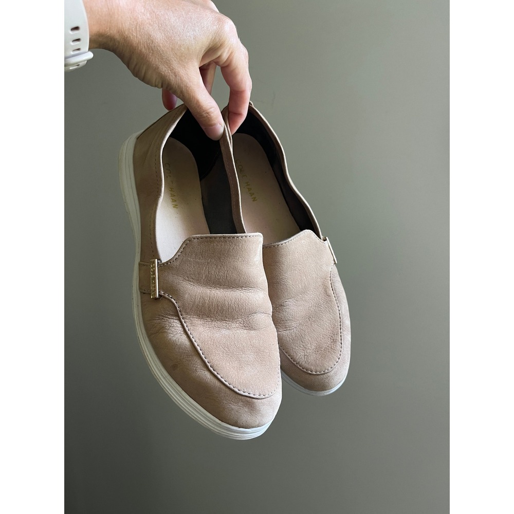 Cole Haan Grand.OS Tan Leather Slip On Loafers size 6.5 Comfort Shoes Minimalist